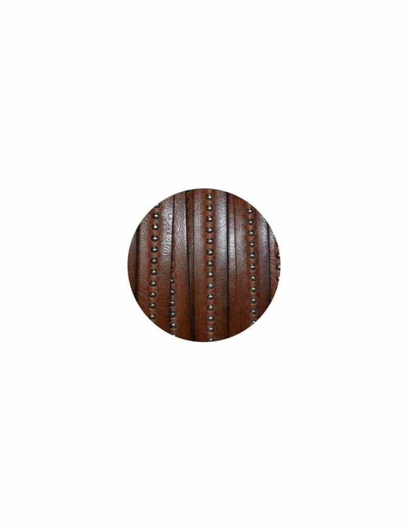 Cordon de cuir plat 10mm brun a billes-vente au cm