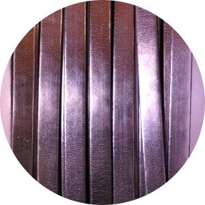 Cordon de cuir plat 5mm miroir rose-vente au cm