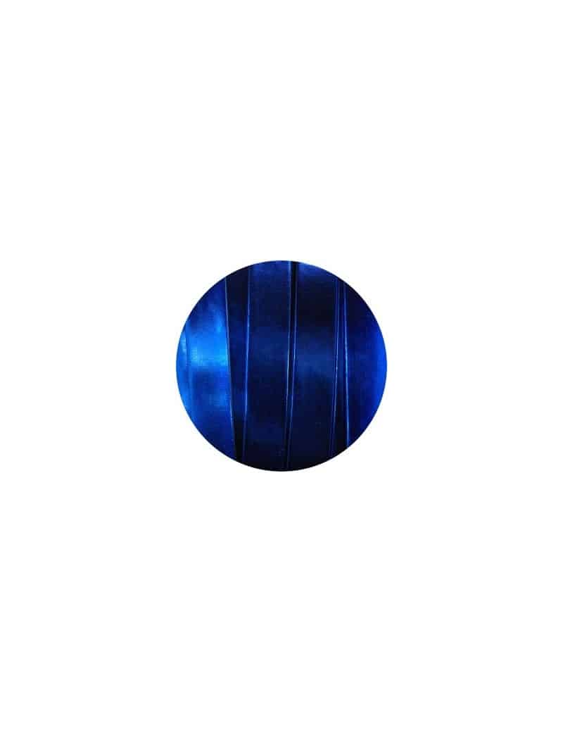 Lacet de cuir plat 10mm miroir bleu-vente au cm