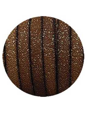 Lacet fantaisie plat 10mm effet caviar marron-vente au cm