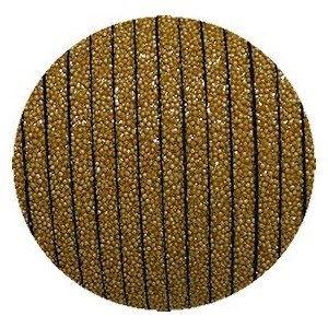 Lacet fantaisie plat 5mm effet caviar or-vente au cm