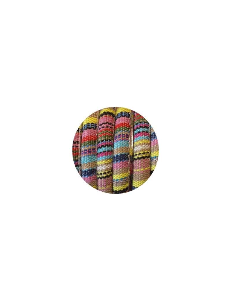 Cordon ethnique rond 6.5mm multicolore-vente au cm