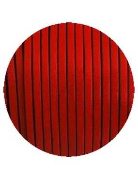 Cordon de cuir plat 3mm de couleur rouge-vente au cm