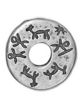 Gros donut ethnique avec symboles placage argent-44mm