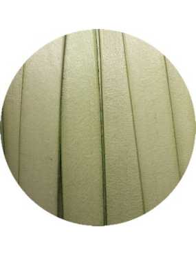 Cordon de cuir plat de 10mm vert amande clair vendu au mètre