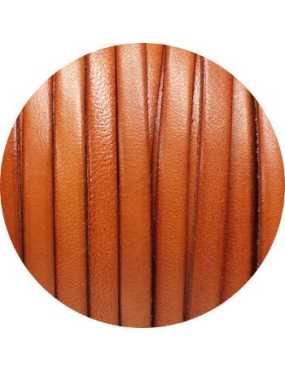 Cordon de cuir plat 5mm orange brulée-vente au cm