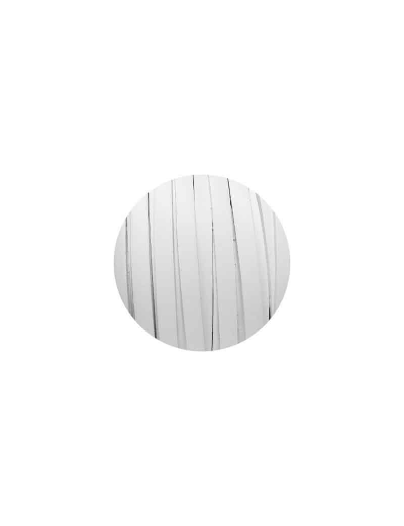 Cordon de cuir plat 5mm x 2mm de couleur blanche-vente au cm