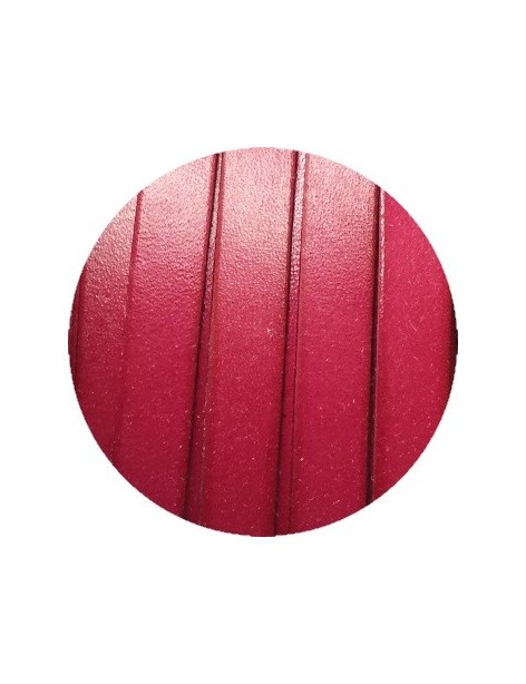 Cordon de cuir plat 10mm de couleur fuchsia classic-vente au cm