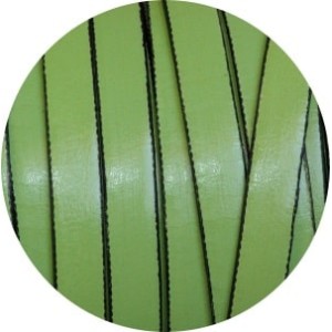 Cordon de cuir plat de 10mm vert pistache vendu au mètre