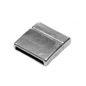 Fermoir magnetique lisse placage argent pour cuir plat de 10mm