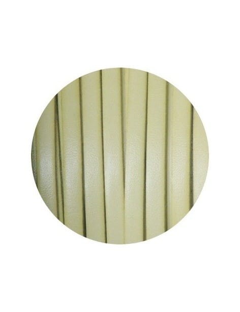 Cordon de cuir plat 5mm jaune pastel vendu au metre