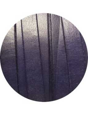 Cordon de cuir plat 10mm x 2mm bleu foncé-vente au cm