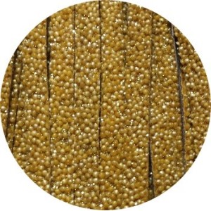 Cordon de cuir plat 5mm effet caviar or-vente au cm