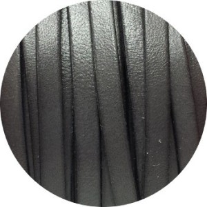 Cordon de cuir plat 6mm x 2mm de couleur gris foncé-vente au cm