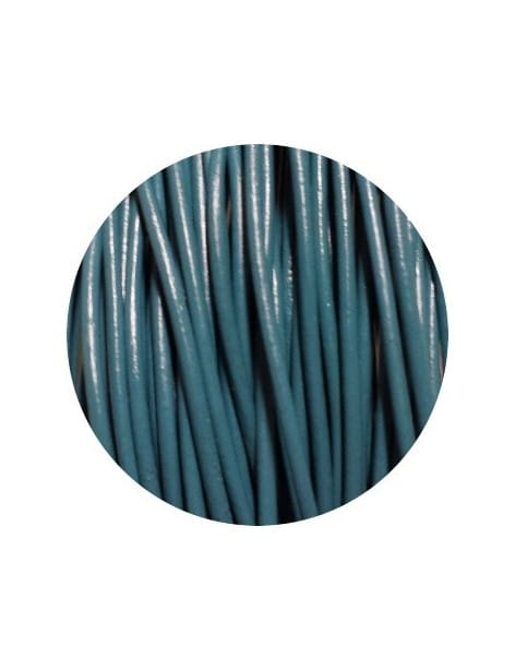 Lacet rond de cuir turquoise  foncé de 1.5mm-Europe