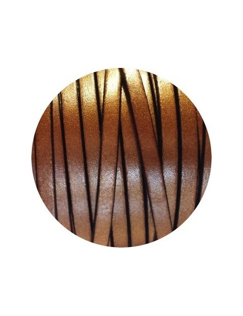 Cordon de cuir plat 5x2mm bronze nacre-vente au cm