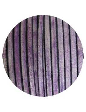 Cordon de cuir plat vintage 5mm violet-vente au cm