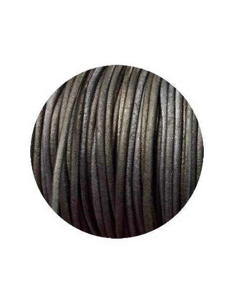 Cordon de cuir rond couleur noir brut-3mm-Espagne