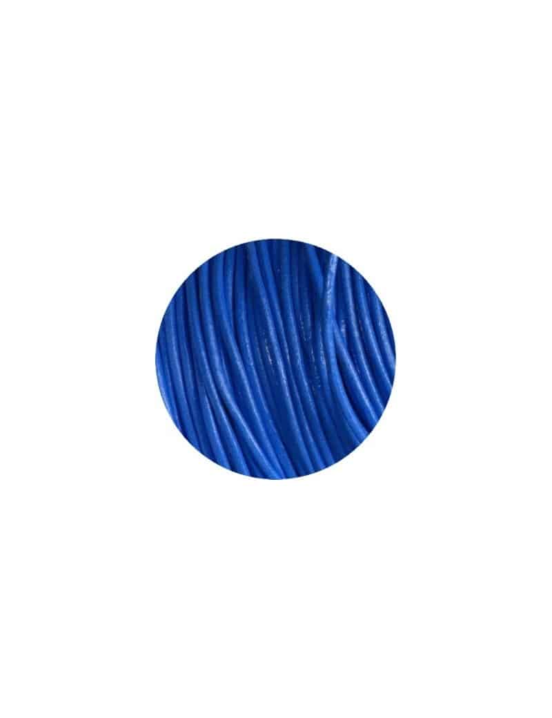 Cordon de cuir rond bleu soutenu-2mm-Espagne