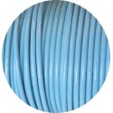 Cordon de cuir rond bleu ciel-2mm-Espagne