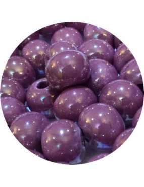 Perle ronde en ceramique de couleur violet-12mm