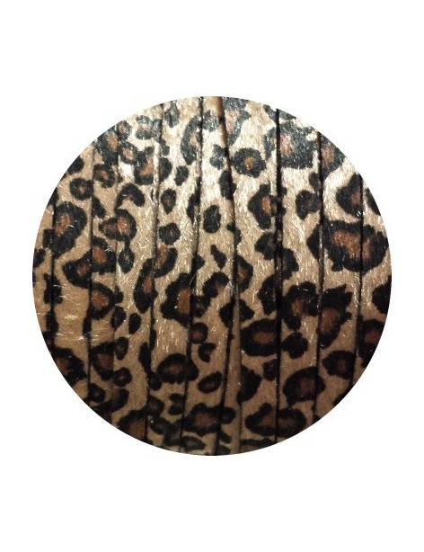 Laniere de cuir plat leopard avec poils synthétiques 8mm-vente au cm
