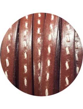 Cordon de cuir plat 8mm marron safari couture centrale-vente au cm