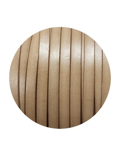 Cordon de cuir plat 10mm couleur beige-vente au cm