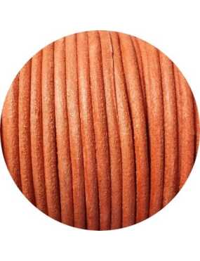 Cordon de cuir rond brut couleur orange-3mm-Espagne