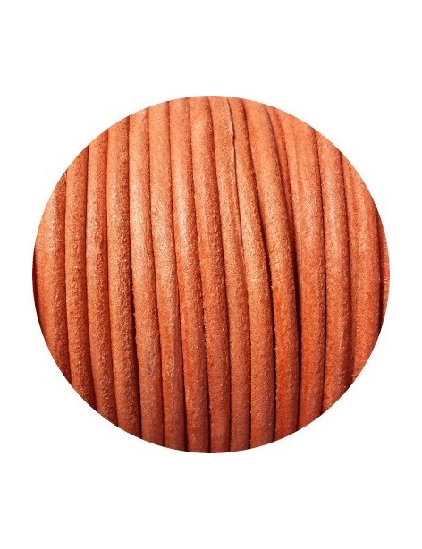Cordon de cuir rond brut couleur orange-3mm-Espagne
