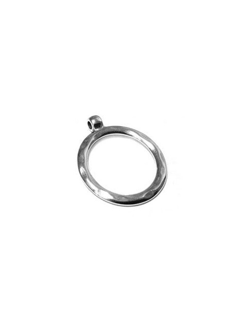 Anneau rond avec anneau en métal placage argent-28mm