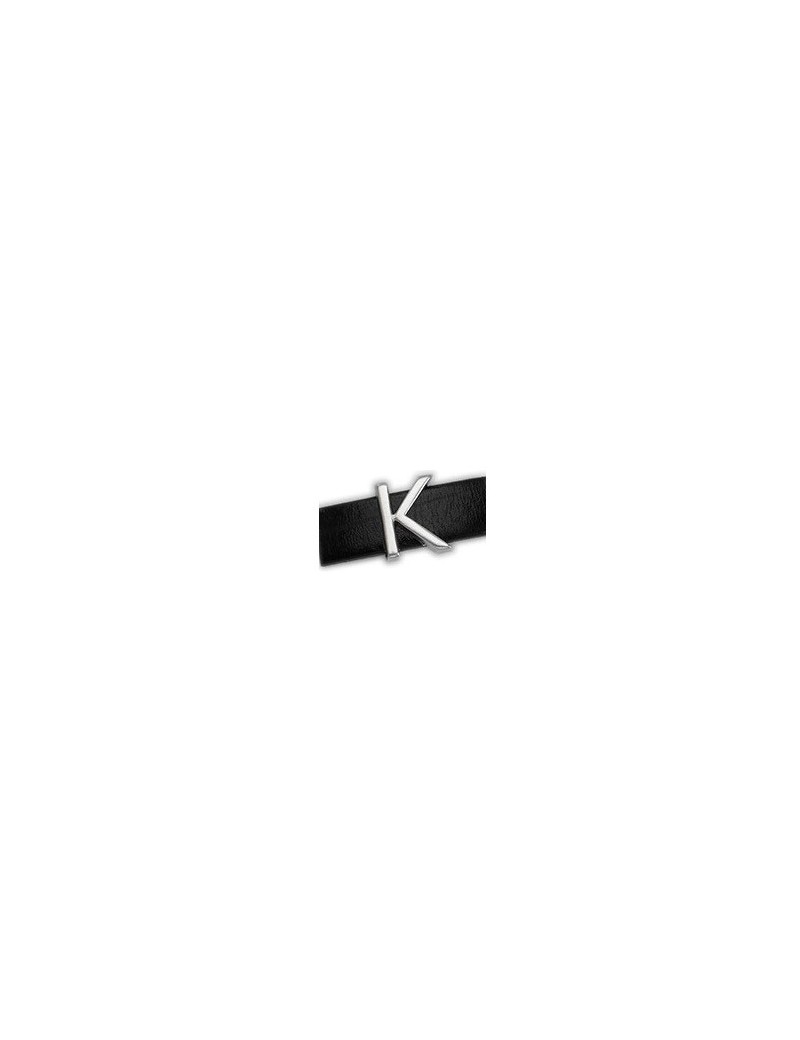 Passant lettre K  placage argent pour cuir plat de 10mm