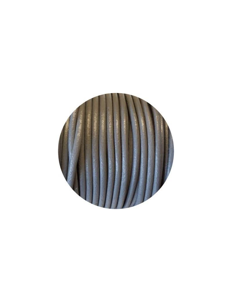 Cordon de cuir rond gris-3mm-Espagne