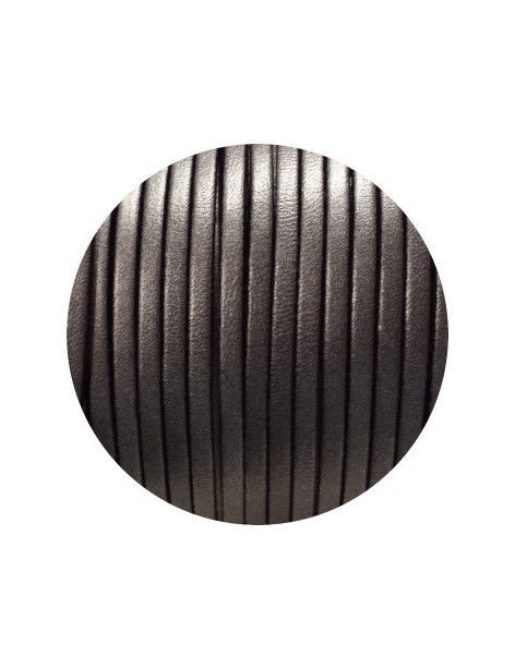 Cordon de cuir plat 3mm de couleur titane-vente au cm
