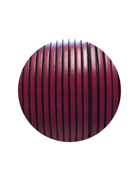 Cordon de cuir plat 3mm de couleur bordeaux-vente au cm