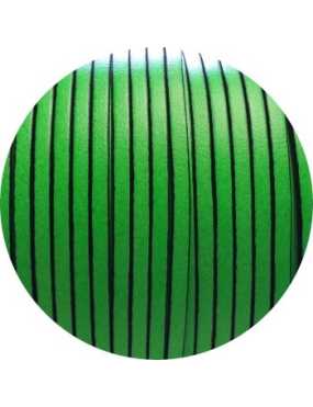 Cordon de cuir plat 3mm de couleur vert fluo-vente au cm
