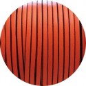 Cordon de cuir plat 3mm de couleur orange fluo-vente au cm