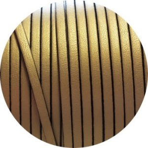 Cordon de cuir plat 3mm de couleur or mat-vente au cm