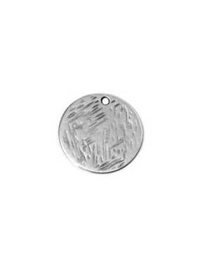 Breloque ronde rayée placage argent-15mm