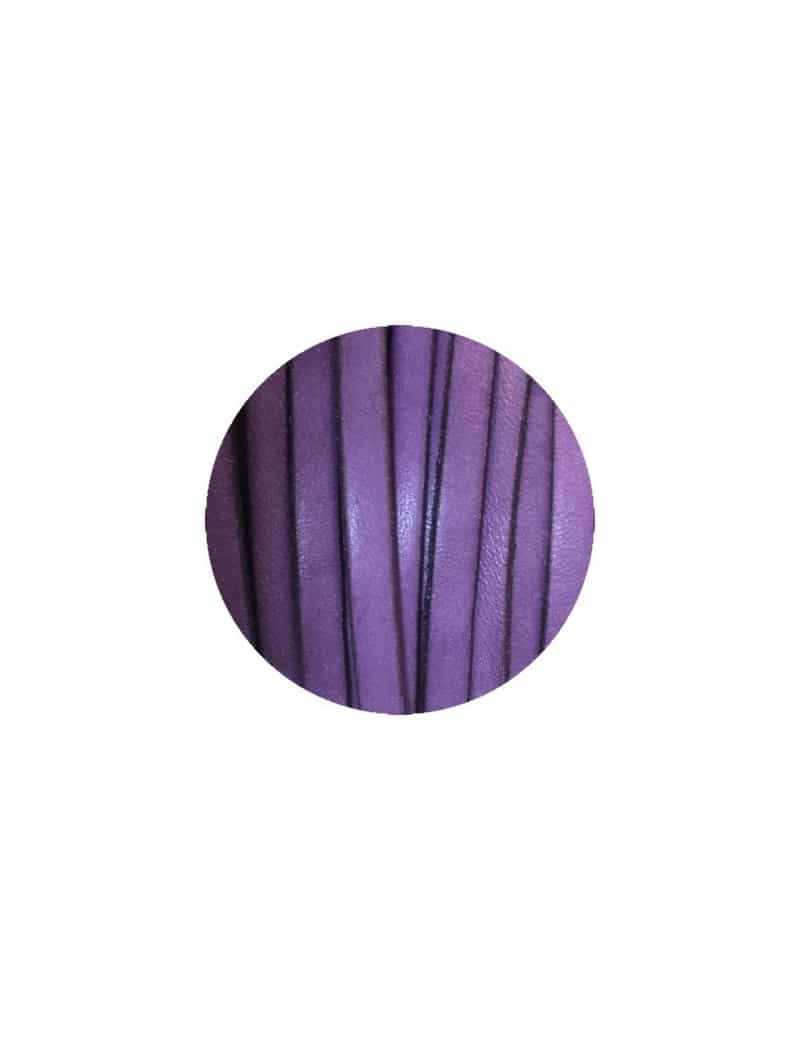 Cordon de cuir plat 5mm violet classique-vente au cm
