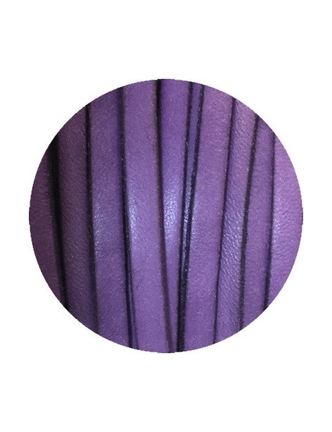 Cordon de cuir plat 5mm violet classique-vente au cm