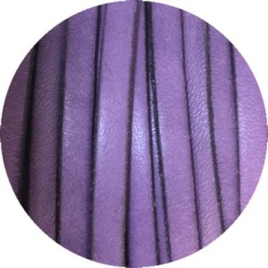 Cordon de cuir plat 5mm violet classique sans bords noirs-vente au cm