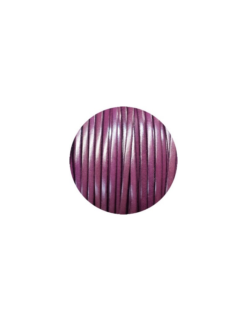 Cordon de cuir plat 5mm violet prune-vente au cm