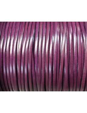 Cordon de cuir plat 5mm violet prune-vente au cm