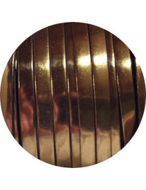 Cordon de cuir plat 5mm miroir couleur bronze-vente au cm