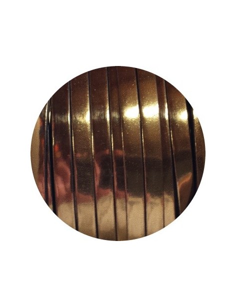 Cordon de cuir plat 5mm miroir couleur bronze-vente au cm