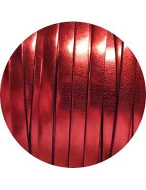Cordon de cuir plat 5mm miroir couleur rouge-vente au cm