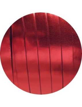 Lacet de cuir plat 10mm miroir rouge-vente au cm