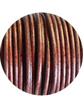 Cordon de cuir rond couleur cognac-3mm-Espagne