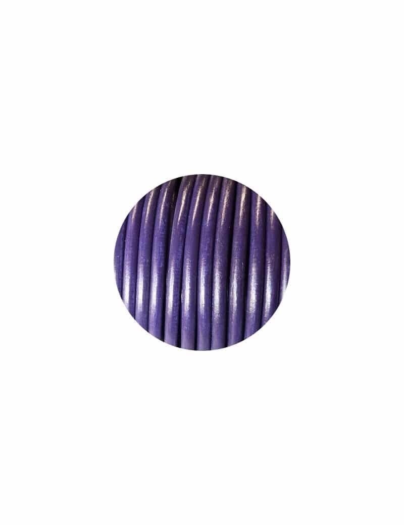 Cordon de cuir rond violet soutenu-5mm-Espagne